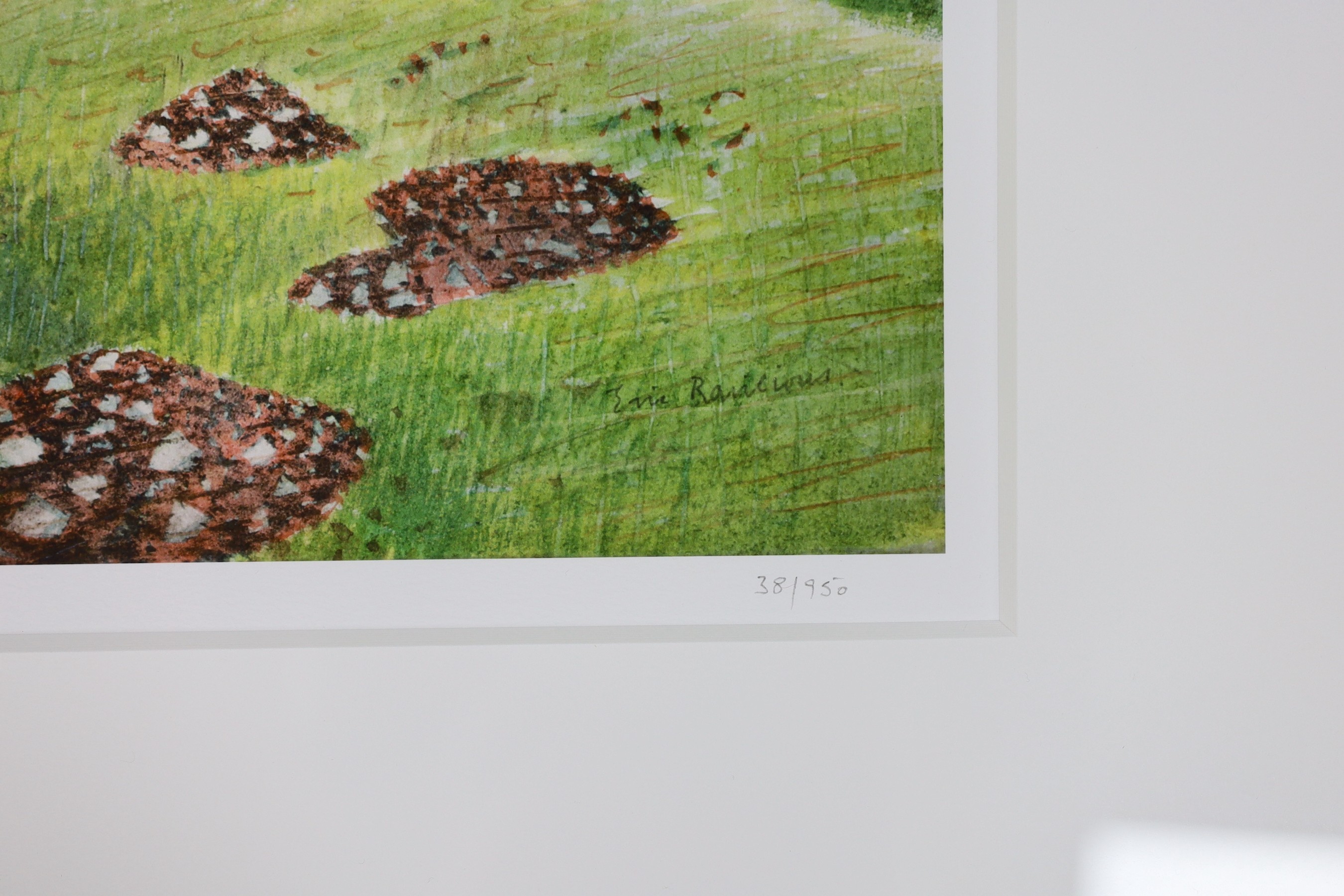 After Eric Ravilious, colour print, 'The White Horse', signed in the plate, numbered in pencil 38/950, 47 x 55cm
